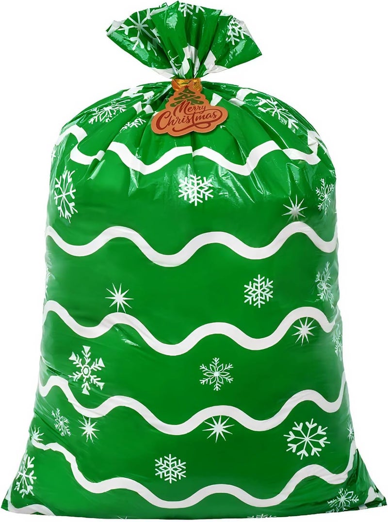 Sofier Large Christmas Gift Bags 36"x56" Holiday Gift Wrap Jumbo Christmas Bag for Gifts Giant Sacks for Presents Big Xmas Plastic Gifts Bags (Green Wave) - Image 1